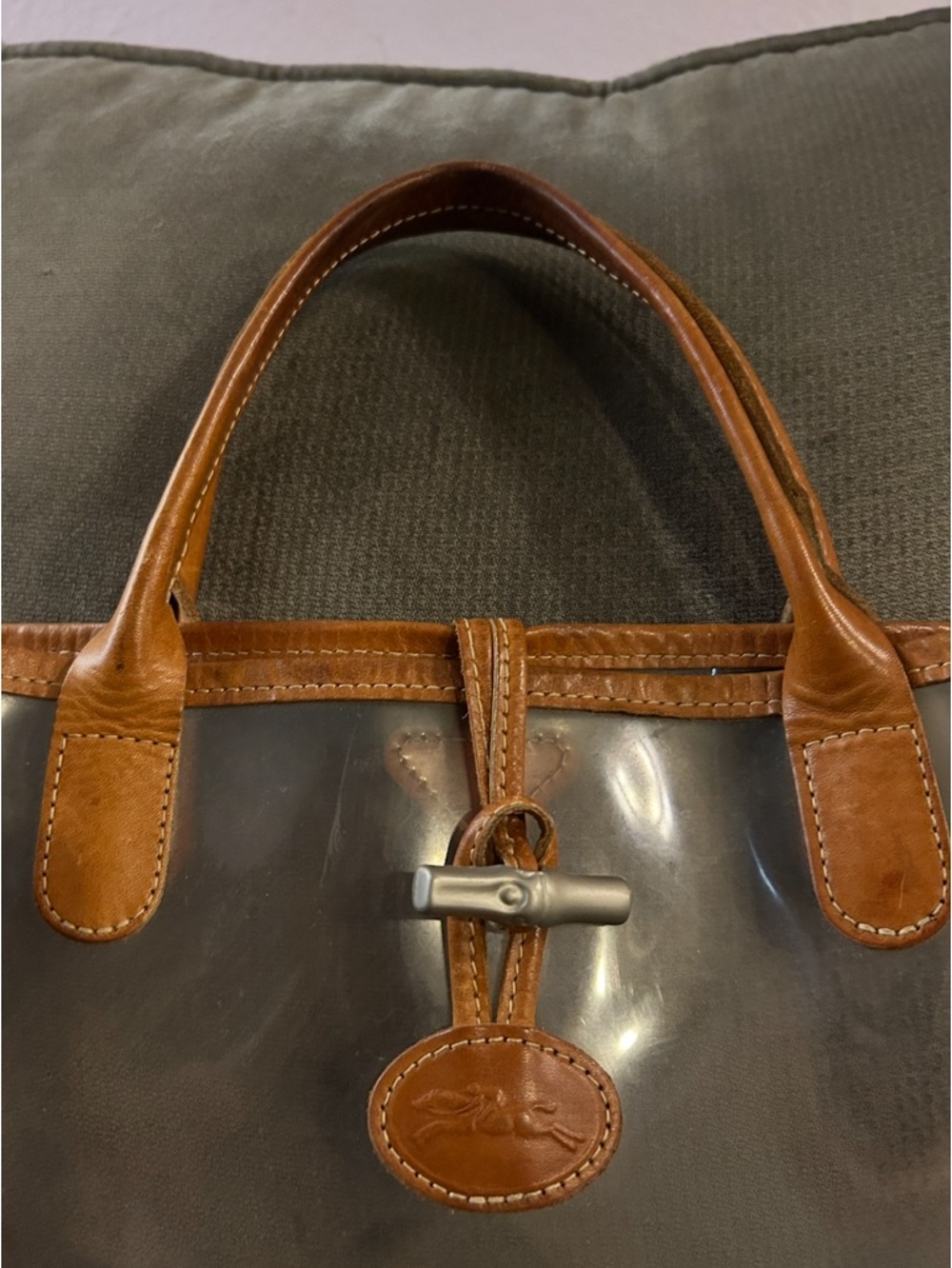LONGCHAMP RARE PVC Clear Tan Leather Trim
Tote Bag Bamboo Bit Medium Transparent - Picture 10 of 16